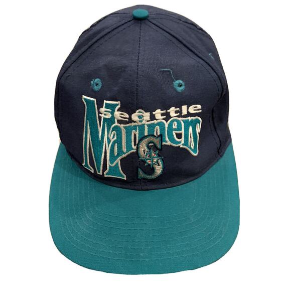 Vtg 90s The Game Mens MLB Seattle Mariners Embroidered Fitted Hat Size 7 1/8 Cap - Picture 1 of 10